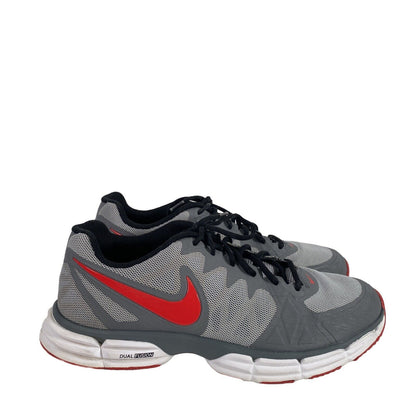 Nike Men's Gray/Red Dual Fusion Training Sneakers - 10