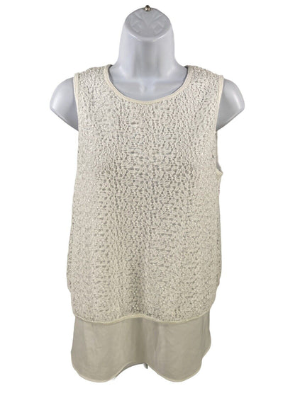 NEW Apt. 9 Women's White Lined Lace Sleeveless Blouse Top - S