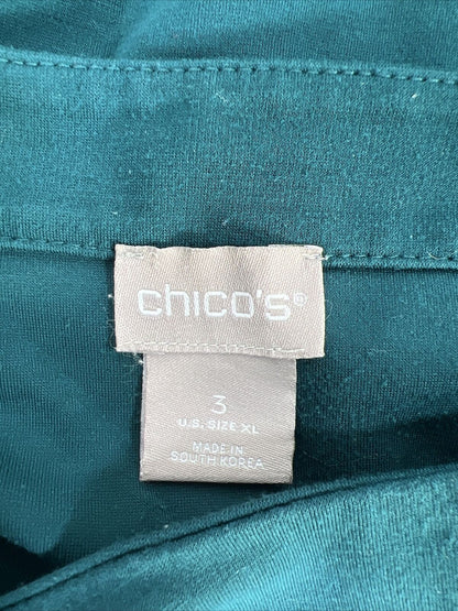 Chico's Women's Green 3/4 Sleeve T-Shirt - 3 US XL