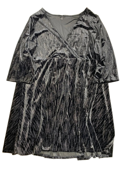 Torrid Women's Black Glitter V-Neck Faux Wrap Dress - Plus 5X