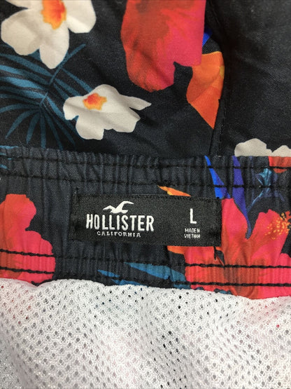 NEW Hollister Men's Black Floral Mesh Lined Guard Fit Swim Shorts - L