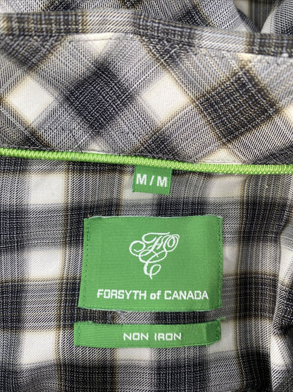Forsyth of Canada Men's Gray Plaid Non Iron Button Down Shirt - M