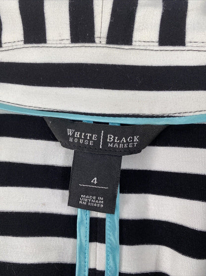 White House Black Marker Womens Black/White 3/4 Sleeve Blazer Jacket - 4