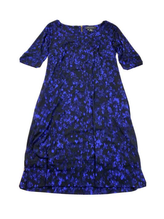 NUEVO Vestido recto de manga corta negro/azul de Tahari para mujer con bolsillos - 2