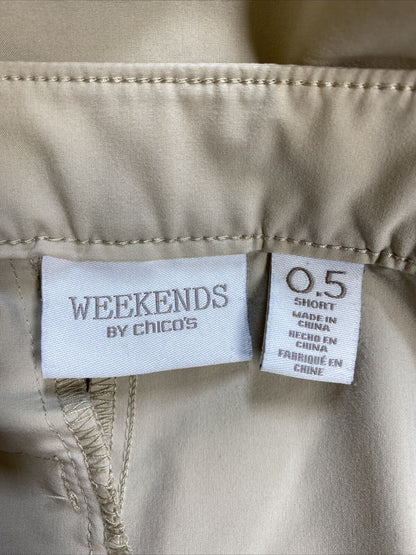 Chico's Pantalones cortos elásticos de fin de semana para mujer, color beige, 0,5/US 6 cortos