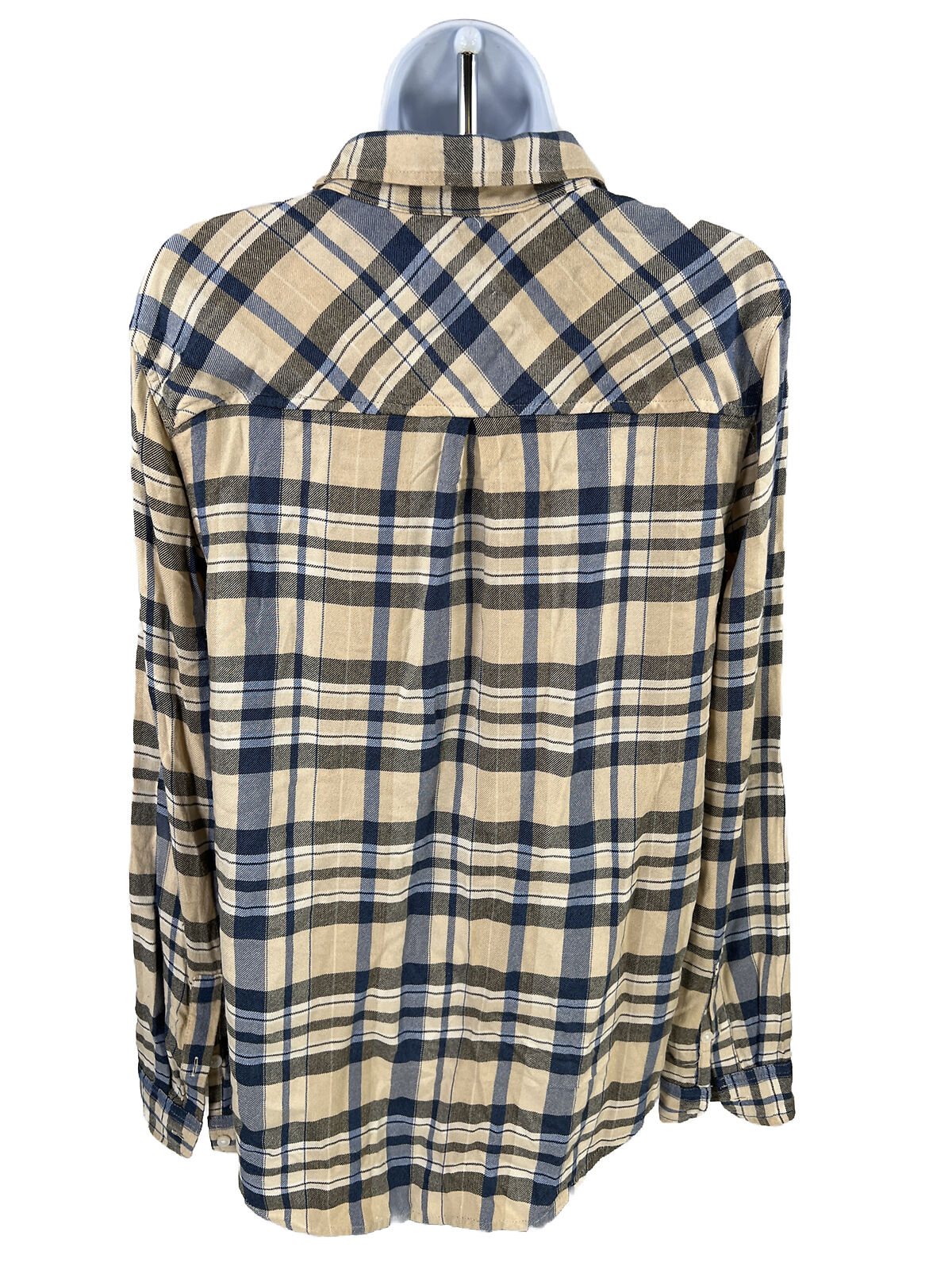 Lucky Brand Women's Beige Plaid Flannel Button Up Shirt - S
