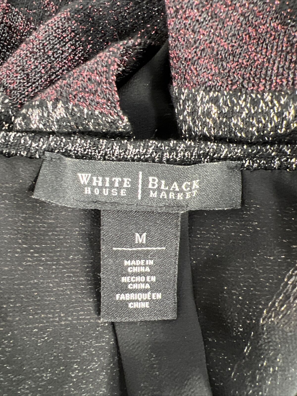White House Black Market Women's Black Metallic Pullover Sweater - M