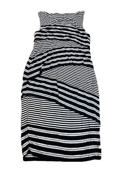 Bailey 44 Women's Black/White Striped Sleeveless Layered Shift Dress - XL