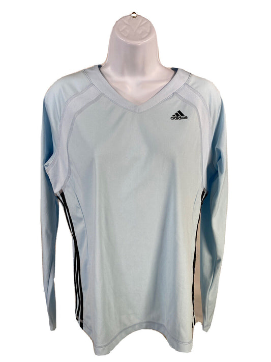 Adidas Chemise de sport à manches longues en maille bleue pour femme Sz M