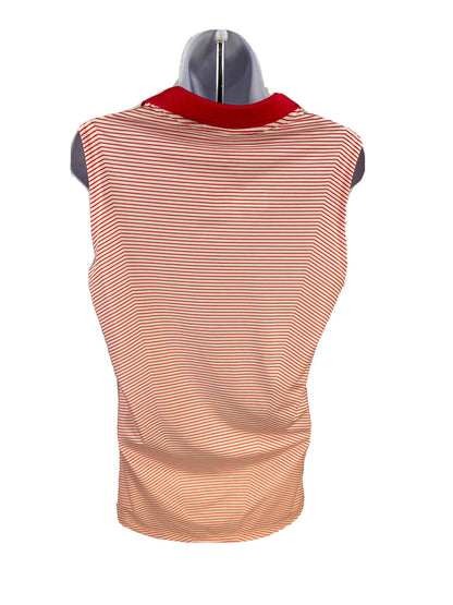 Puma Women's Pink Striped Sleeveless Golf Polo Shirt - M