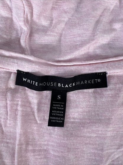 White House Black Market Women's Pink Floral V-Neck T-Shirt - S