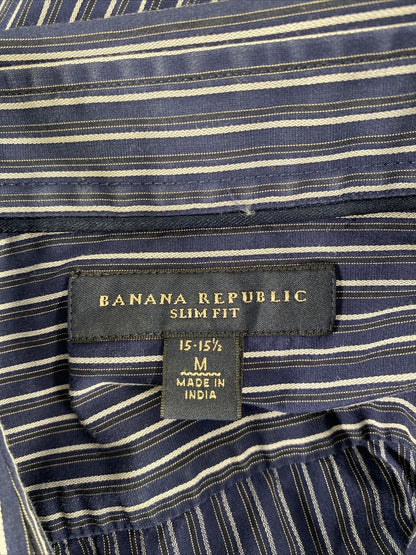 Banana Republic Men's Blue Striped Slim Fit Dress Shirt - 15 - 15 1/2 M