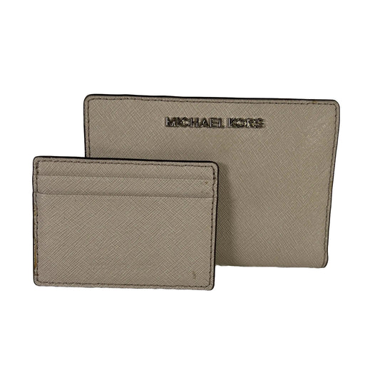 Michael Kors Light Gray Compact Zip & Bifold Jet Set Wallet