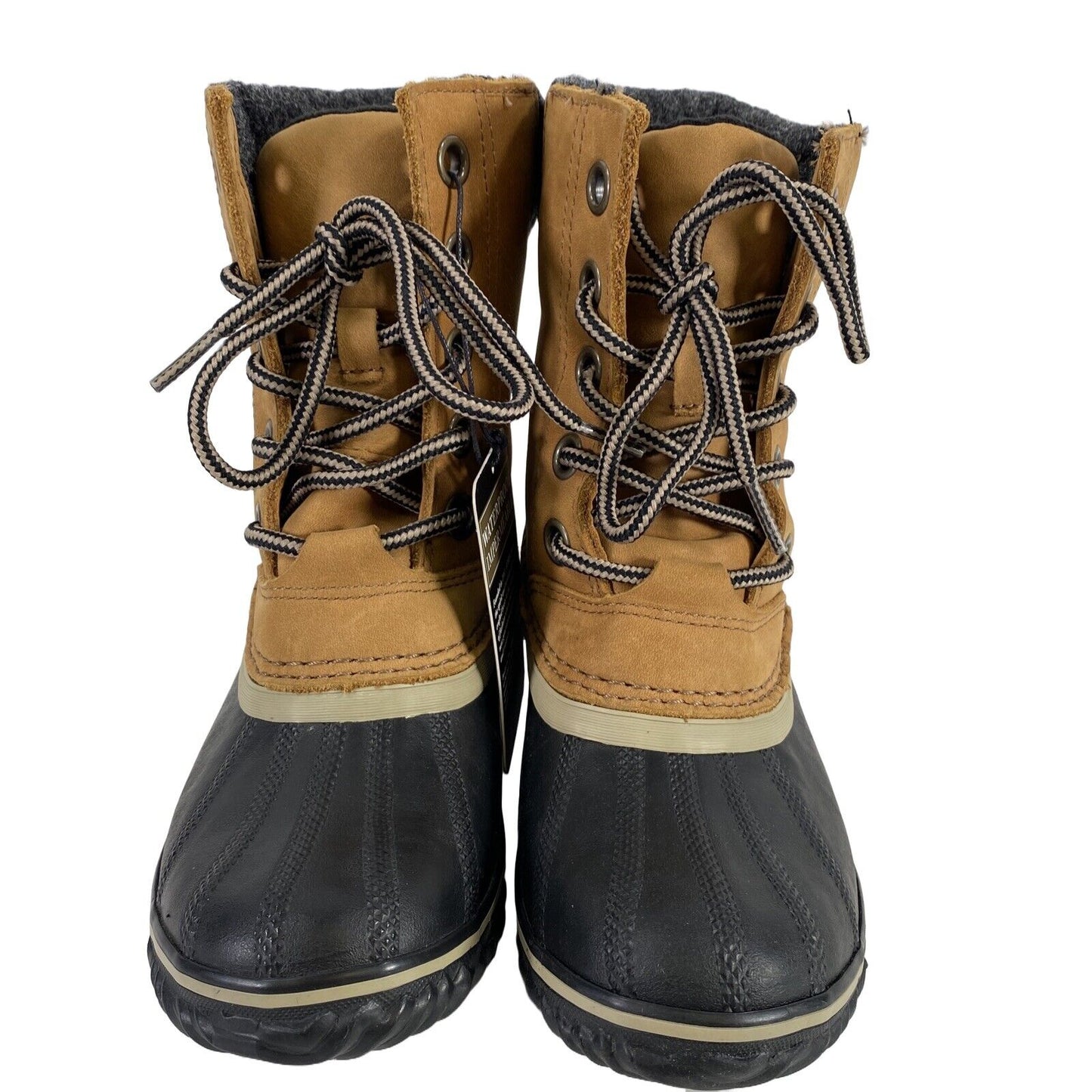 NEW Sorel Womens Elk Tan Leather Slimpack II Lace Up Waterproof Boots - 6