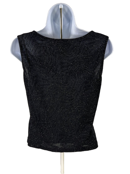 NUEVO Conjunto de chaqueta y camiseta sin mangas metálica negra Xscape de Joanna Chen para mujer - M