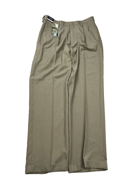 NEW Haggar Men's Beige/Khaki Pleated Dress Pants - 32x30