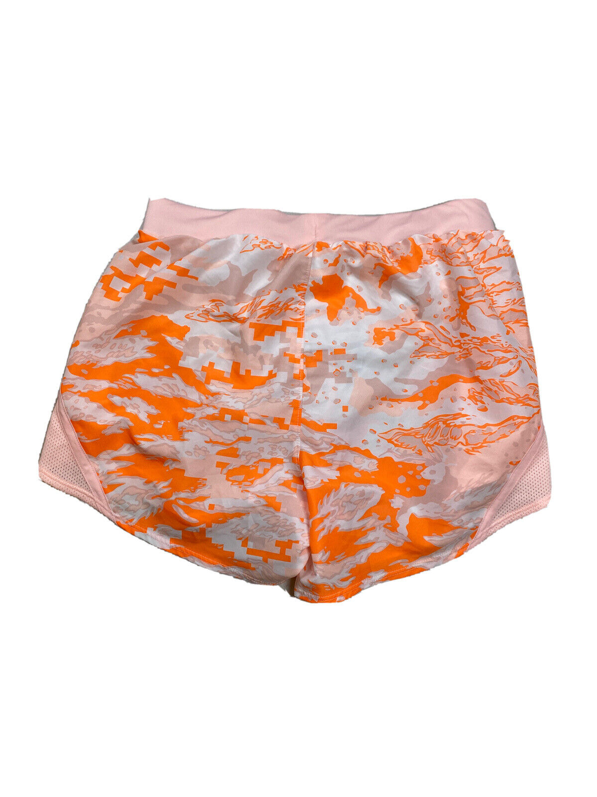 Under Armour Pantalones cortos para correr HeatGear con forro geométrico naranja para mujer - XS