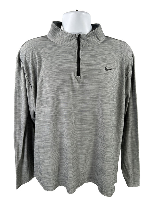 Nike Men's Gray Dri-Fit Breathe 1/4 Zip Athletic Shirt - XL