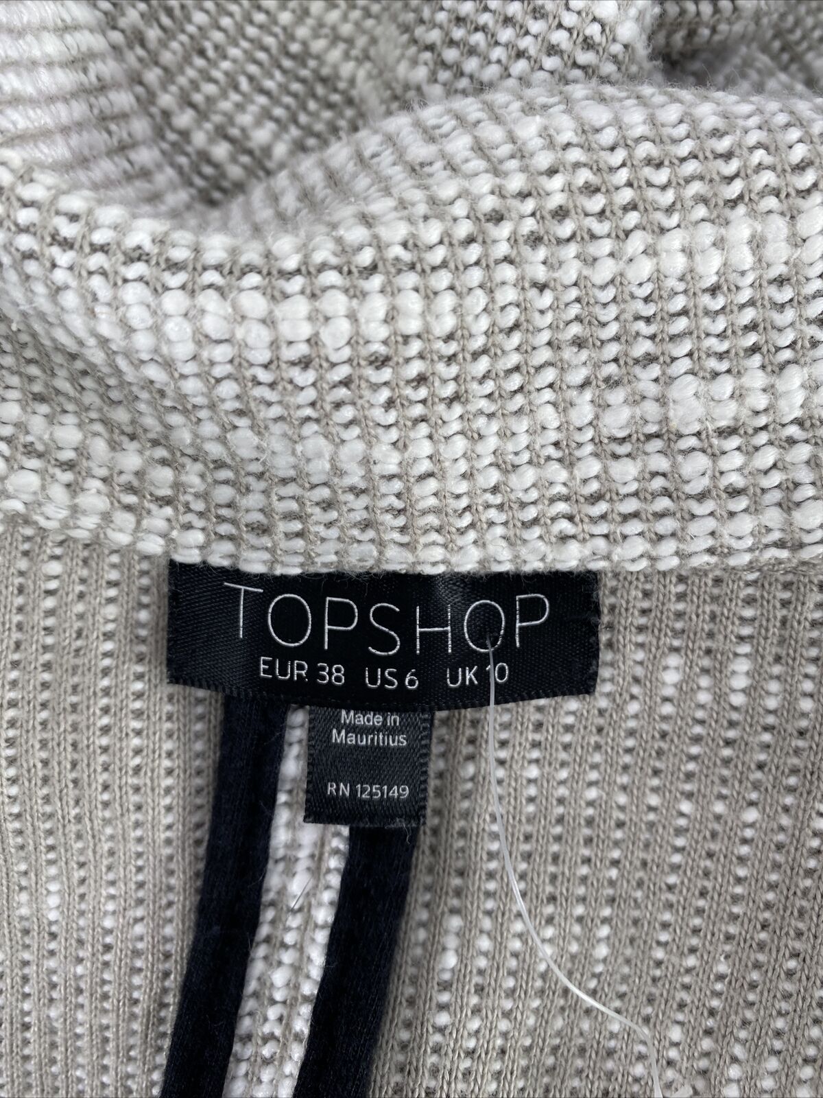 Topshop Chaqueta tipo suéter abierto de manga larga para mujer, color blanco/gris, 6