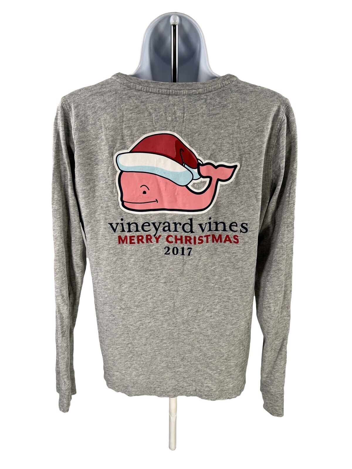 Vineyard Vines Women's Gray Merry Christmas 2017 Graphic Long Sleeve Shirt - S