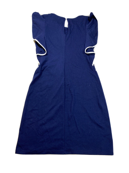 NUEVO Vestido tubo sin mangas con volantes en azul marino de Paper Doll para mujer - M