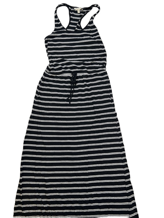 Banana Republic Women's Black/White Striped Sleeveless Maxi Dress - M