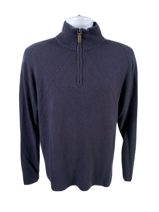 Tricots St Raphael Men's Blue Knit 1/4 Zip Pullover Sweater - M