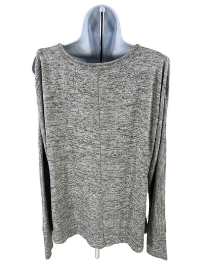 White House Black Market Women's Gray Metallic Cold Shoulder Sweater - L