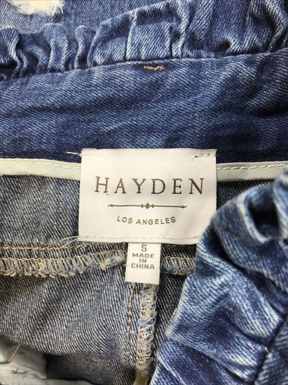 Hayden Women's Medium Wash Distressed Short Denim Jean Skirt - S