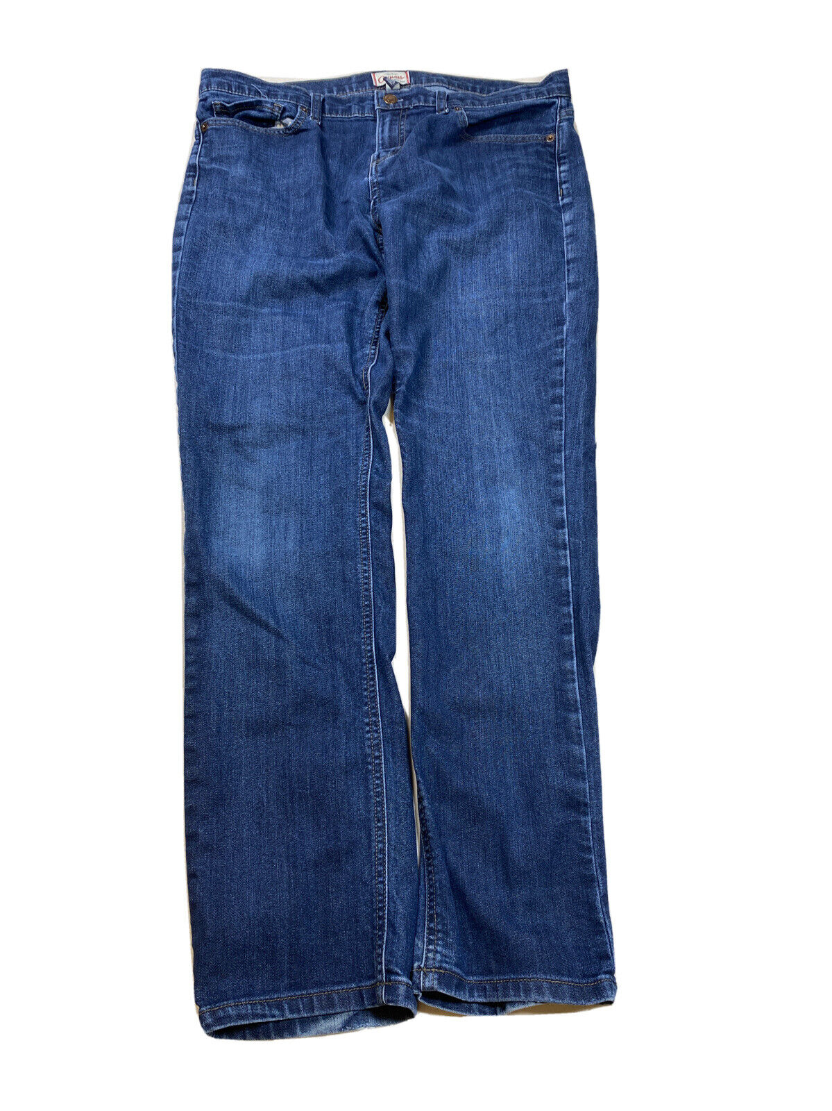 Lands' End Women's Dark Wash Canvas Denim Pin Straight Jeans - 32