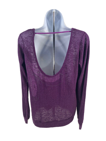 NEW REI Women's Purple Thin Knit Long Sleeve Open Back Sweater - S