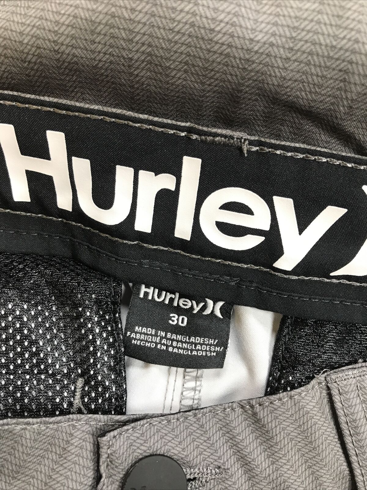 Hurley Pantalones cortos híbridos de poliéster gris para hombre con bolsillos - 30