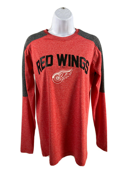 NHL Women's Gray/Red Detroit Red Wings Long Sleeve Athletic Shirt - S