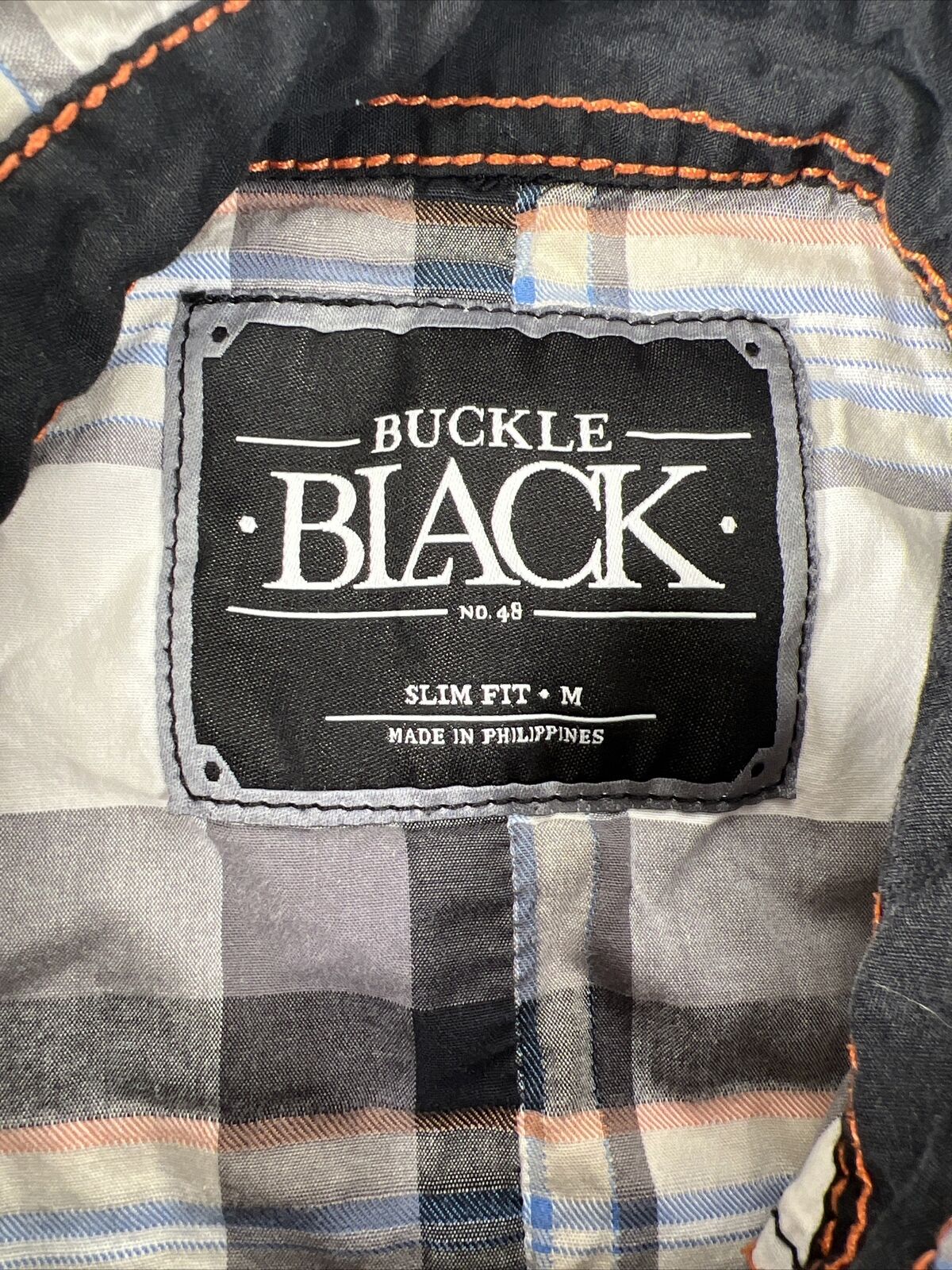 Buckle Black Men's Gray Plaid Long Sleeve Slim Fit Casual Shirt - M
