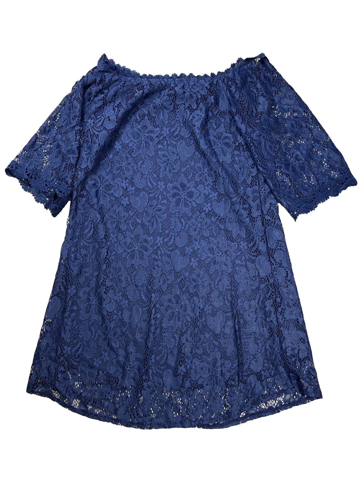 NEW Ours Women's Blue Lace Lined Shift Dress - M