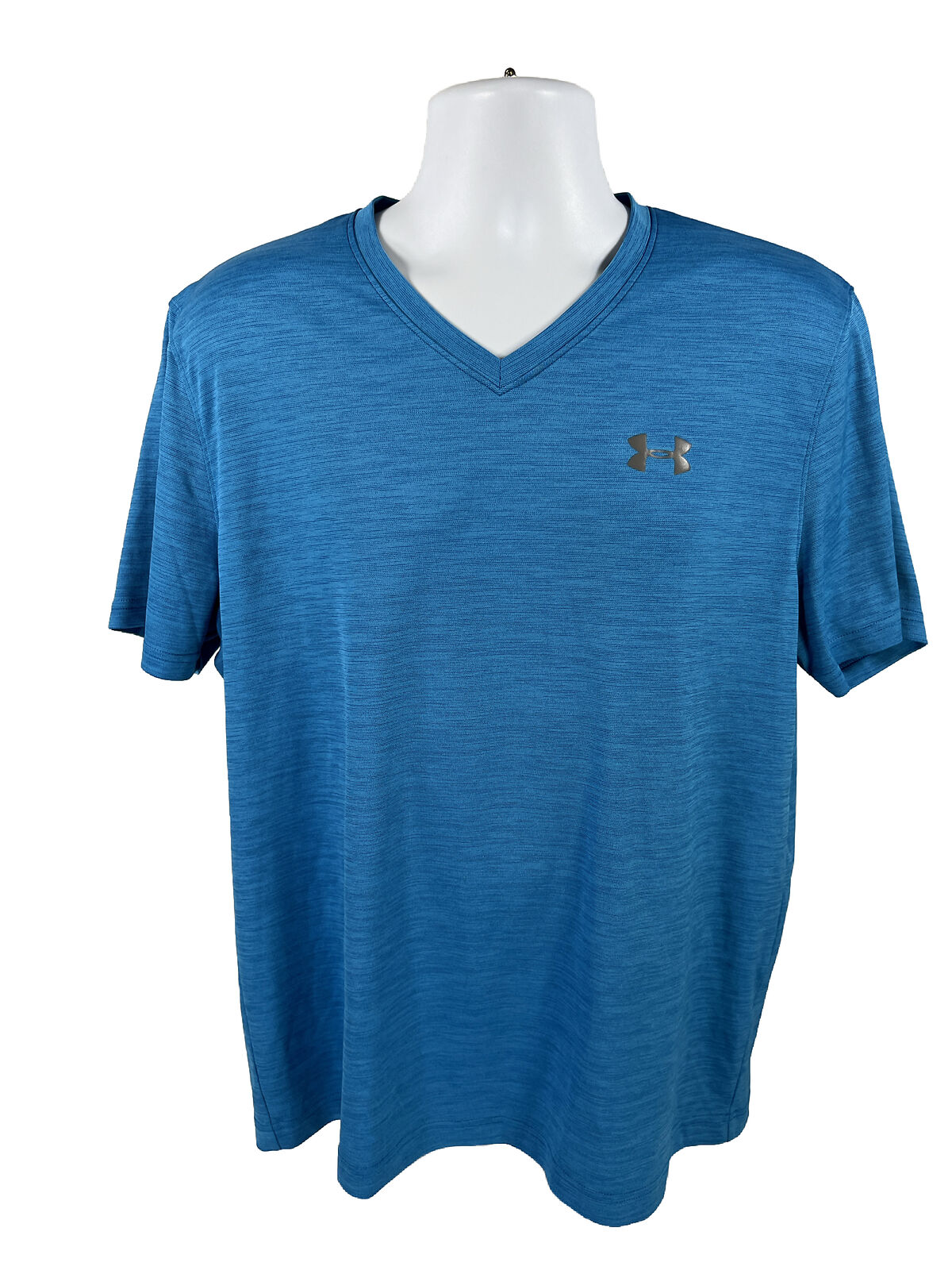 Under Armour Camiseta deportiva con cuello en V HeatGear azul para hombre - L