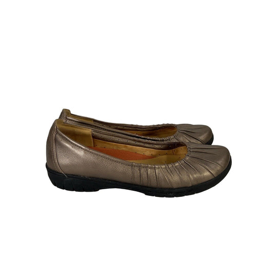 Clarks Unstructured Zapatos planos sin cordones de cuero marrón/bronce para mujer - 8