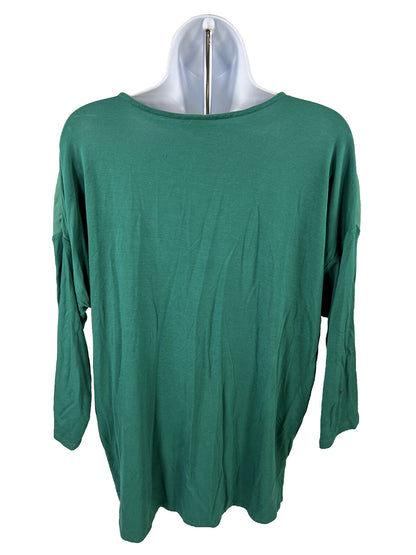 J. Jill Women's Green 3/4 Sleeve V-Neck Blouse Top - S