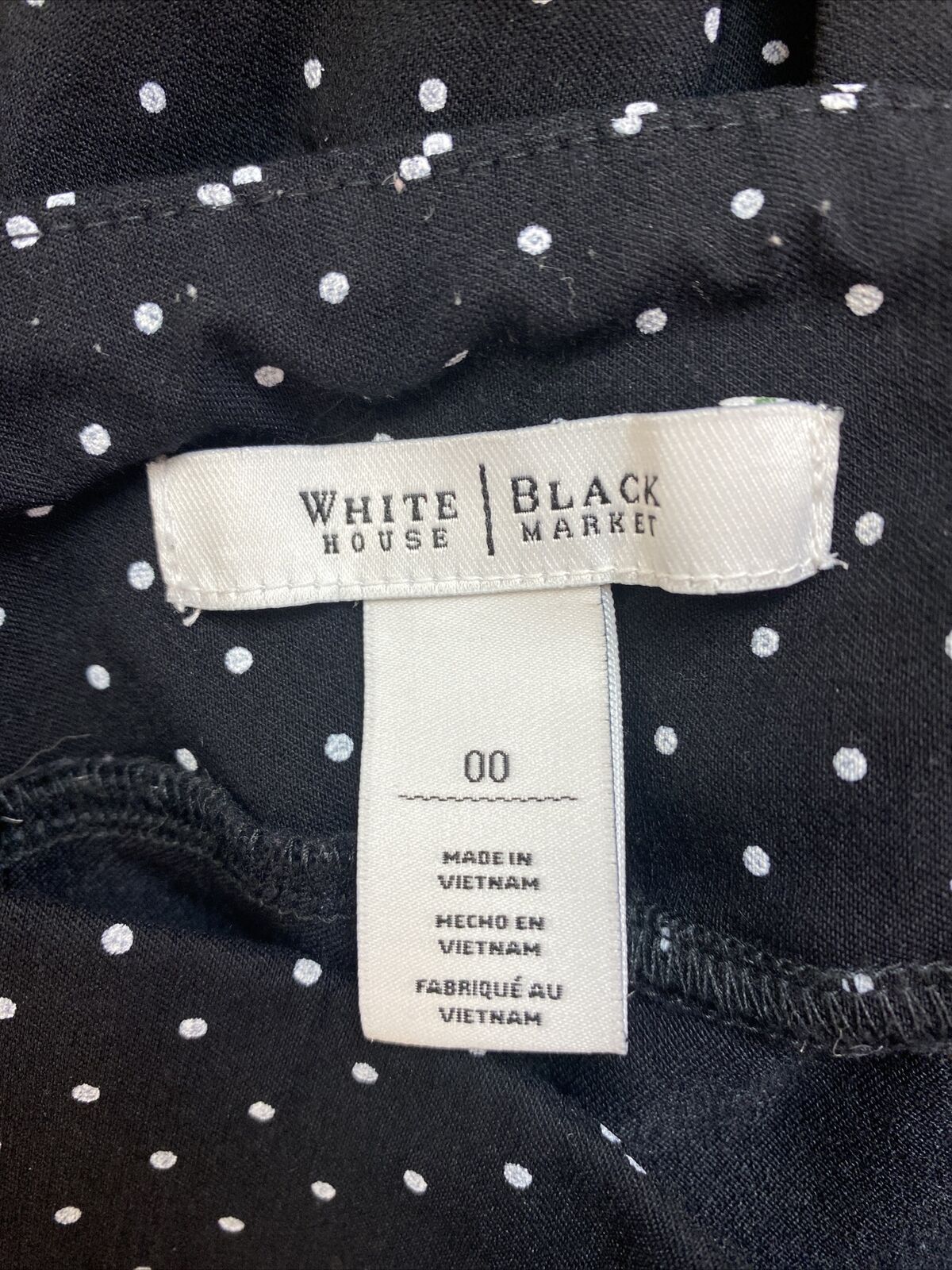 White House Black Market Pantalon à pois noir / blanc pour femme Sz 00