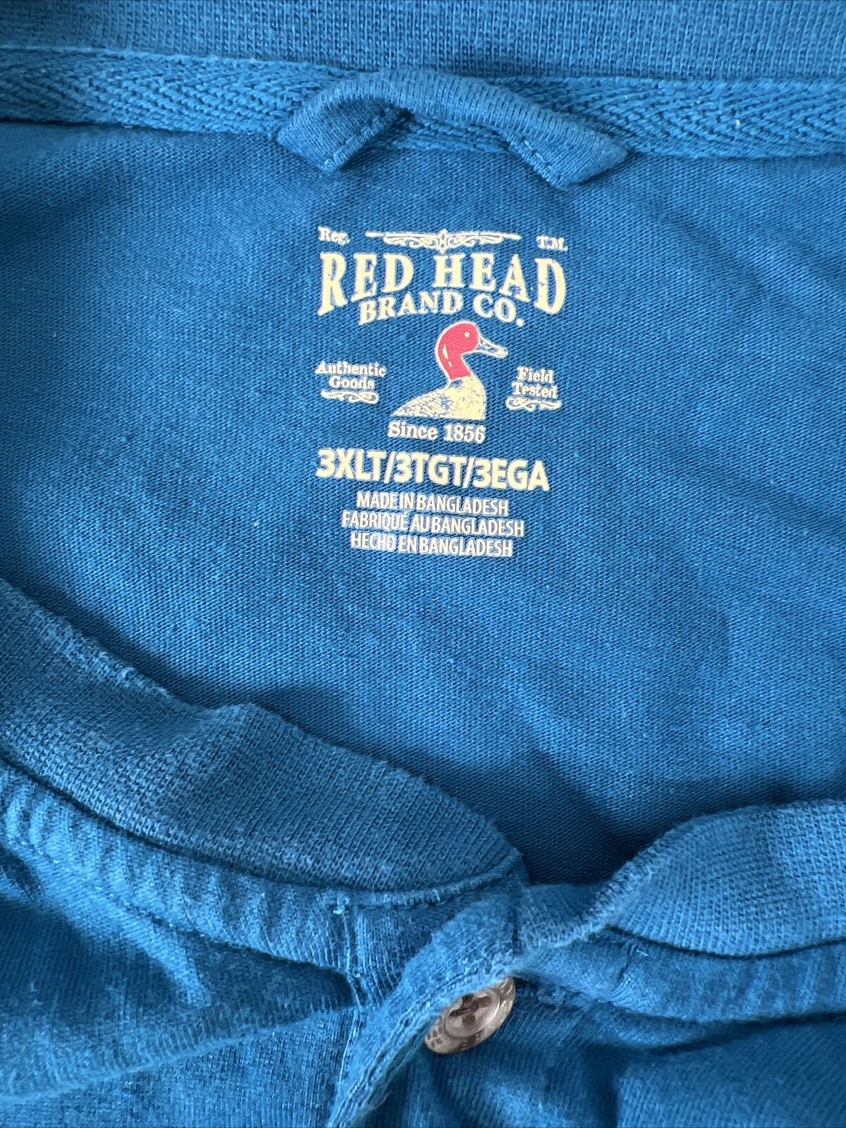 Camisa Henley de manga larga azul de Red Head para hombre - 3XL alto