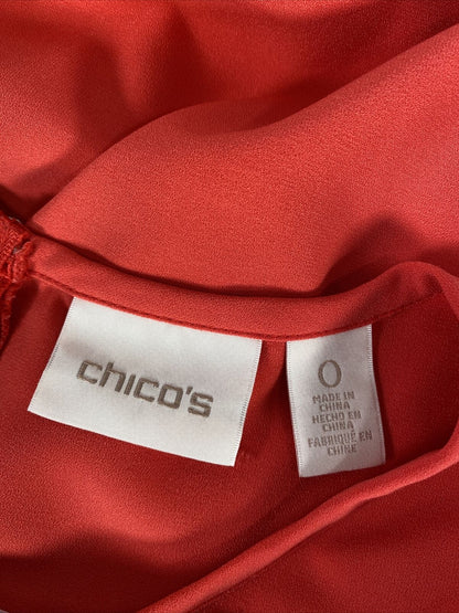 Chico's Blusa rosa con manga casquillo y cremallera en la espalda para mujer - 0/US S