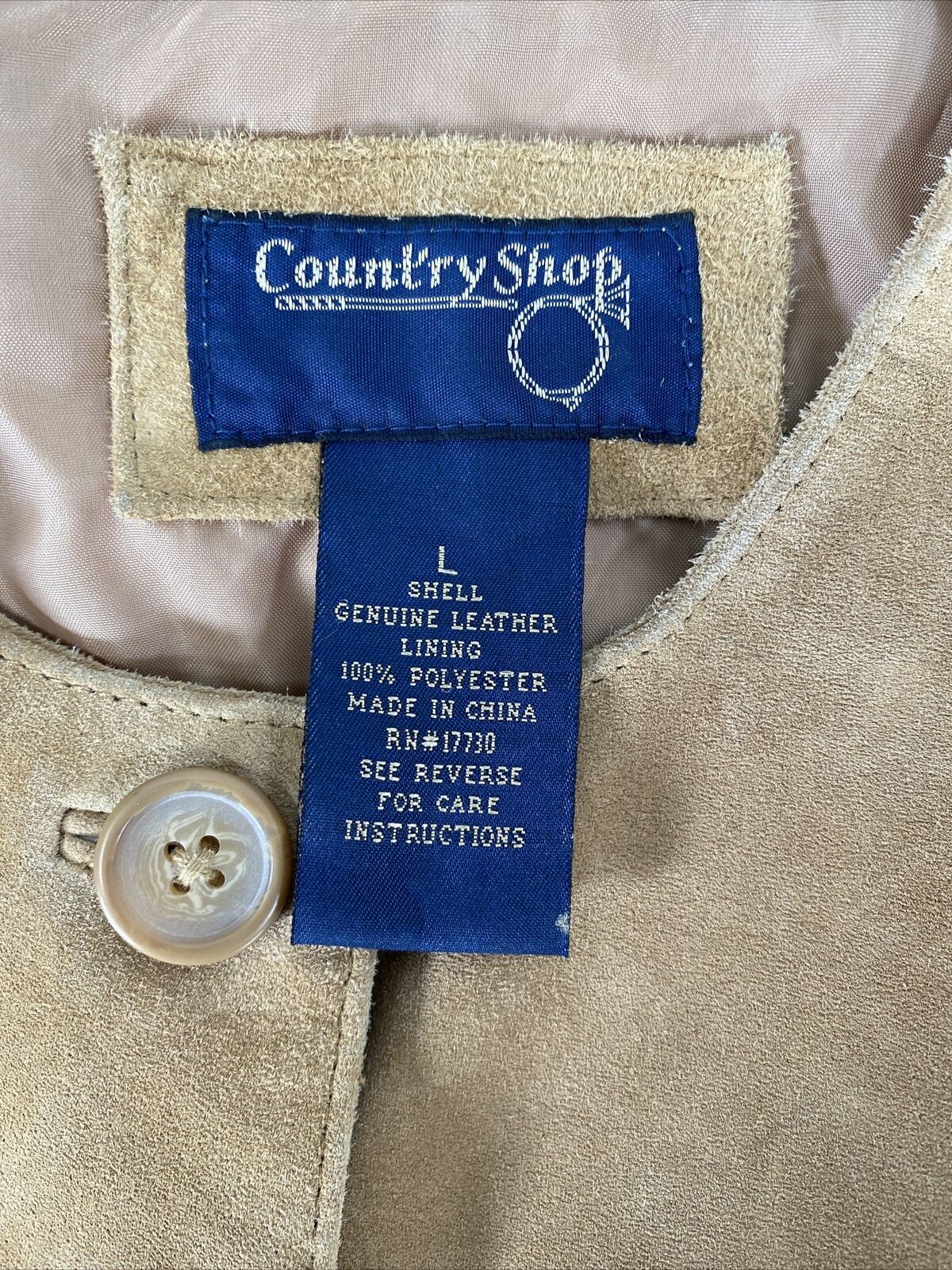 NUEVO Country Shop Chaqueta con botones de ante beige / tostado para mujer - L