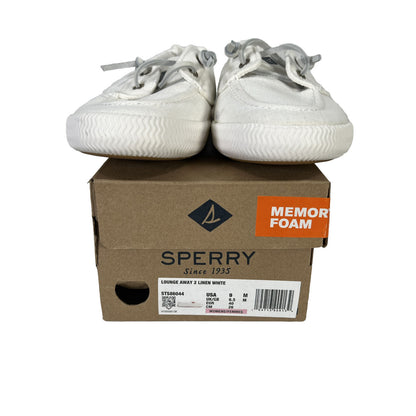 NEW Sperry Women's White Memory Foam Linen Away 2 Boat Shoes - 9M