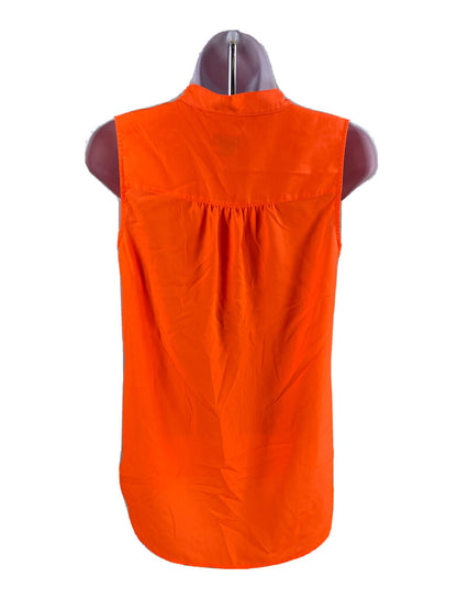 J.Crew Women's Bright Orange Draped Pocket Sleeveless Blouse - 0