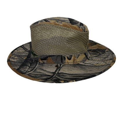 Orvis Sombrero estilo Fedora con parte superior de malla de camuflaje verde para hombre - M