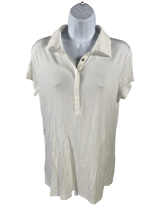 NEW Ann Taylor Women's White Short Sleeve Polo Shirt - L