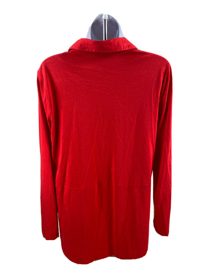 J.Jill Women's Red Roll Sleeve Button Up Casual Shirt - S