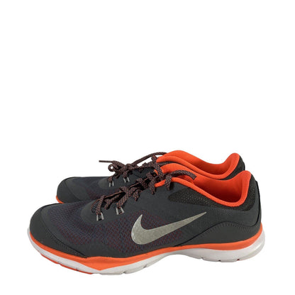 Nike Women's Gray/Orange Flex Trainer 5 Lace Up Athletic Sneakers - 10
