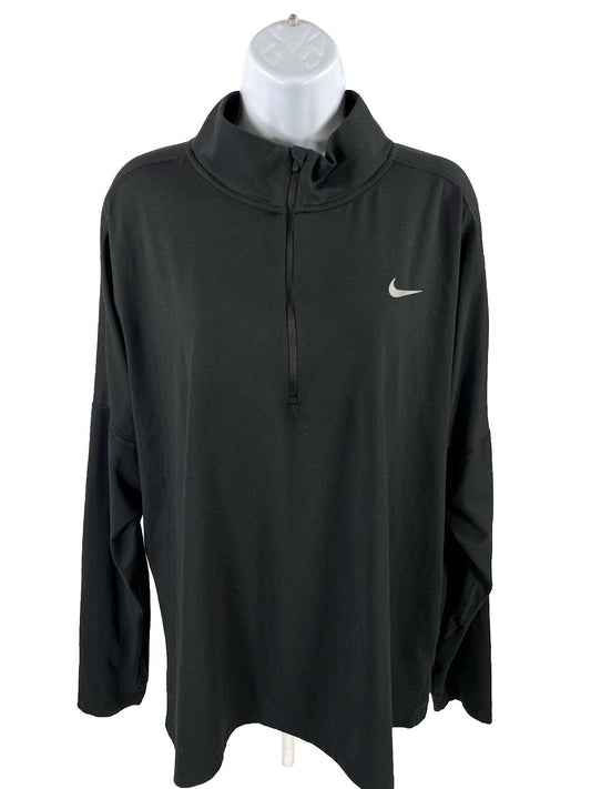 Nike Women's Black Long Sleeve 1/4 Zip Athletic Running Shirt - 2X Plus