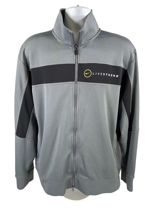 Nike Men's Gray Livestrong Full Zip Long Sleeve Athletic Jacket - L